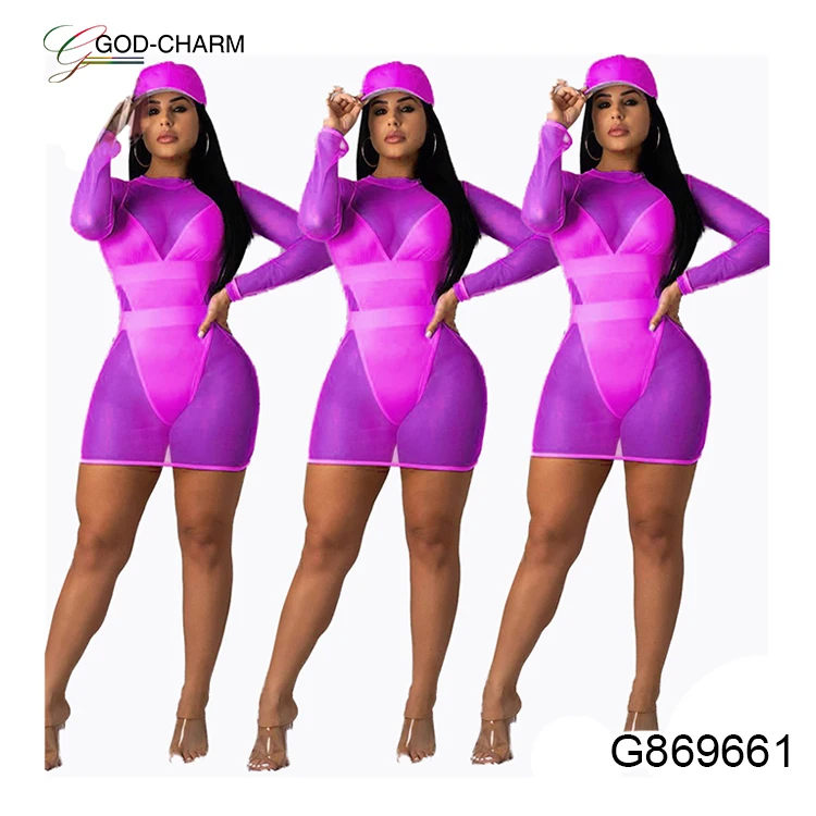 *GC-869661 2020 new arrivals wholesale sexy women summer Good quality in-stock sexy mesh dress swimsuit two piece set beachwear