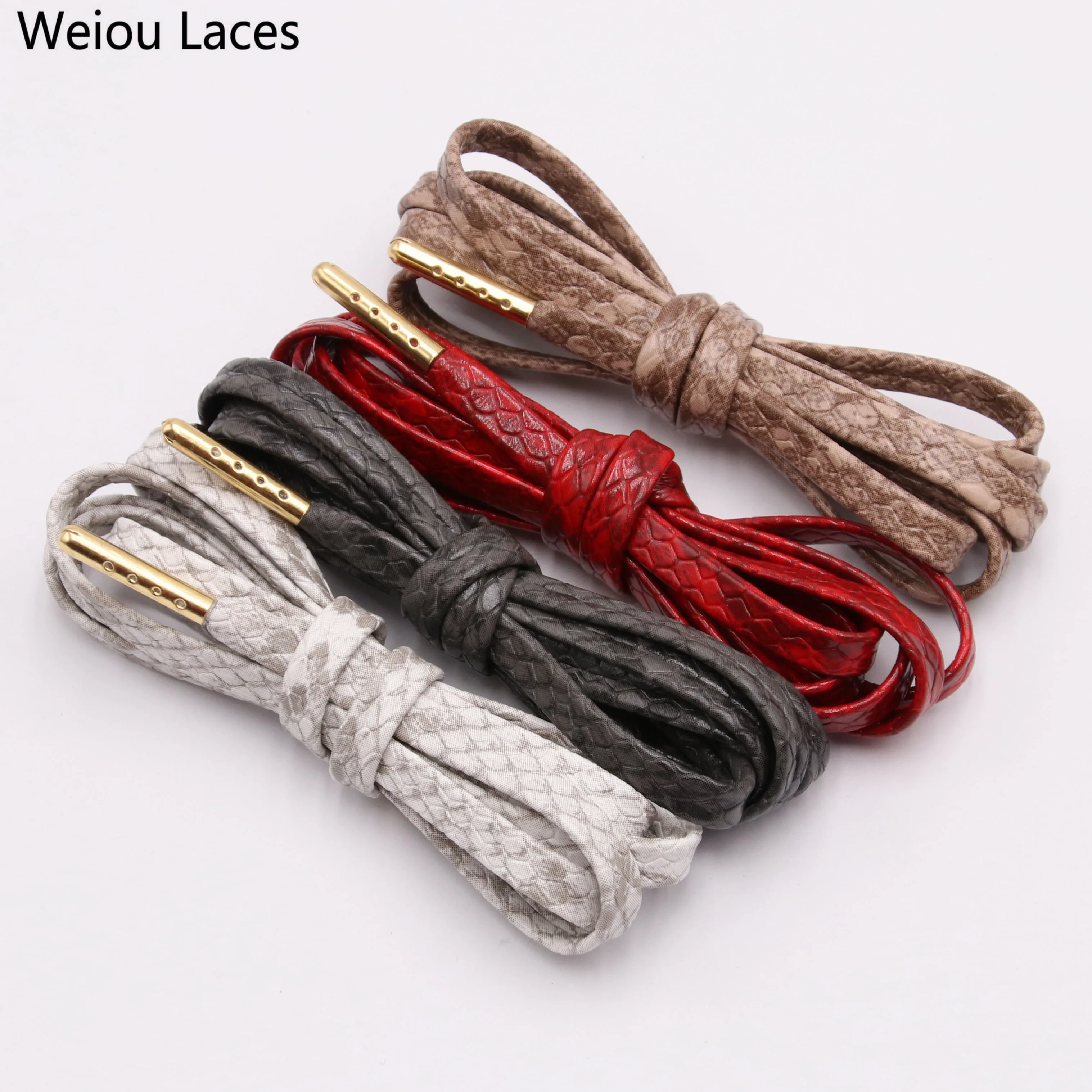

Weiou Snakeskin Leather Shoelace Real Leather Made Elegant Premium Shoelace Bulk Order With High Quality