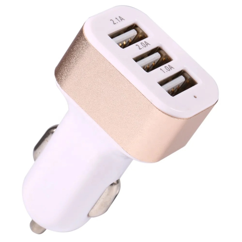 

Hot sale Car charger metal for iphone Android 3 USB connectors, Multicolor