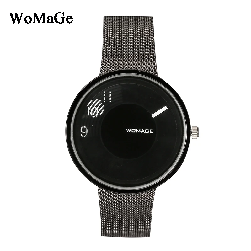 

WOMAGE Fashion Creative Rotating Scale Quartz Watch Men Women Luxury Waterproof Stainless Steel Watches Reloj Mujer Montre Femme, N/a