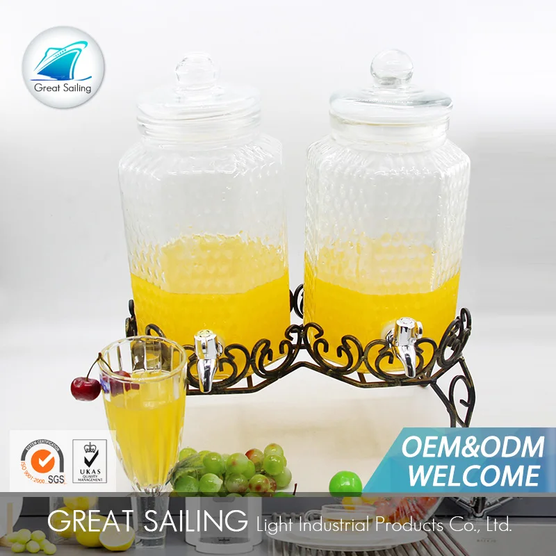 Hot Sale 8l Glass Storage Fruit Juice Jar Clear Jug Cylinder With Tap Buy Dispenser With