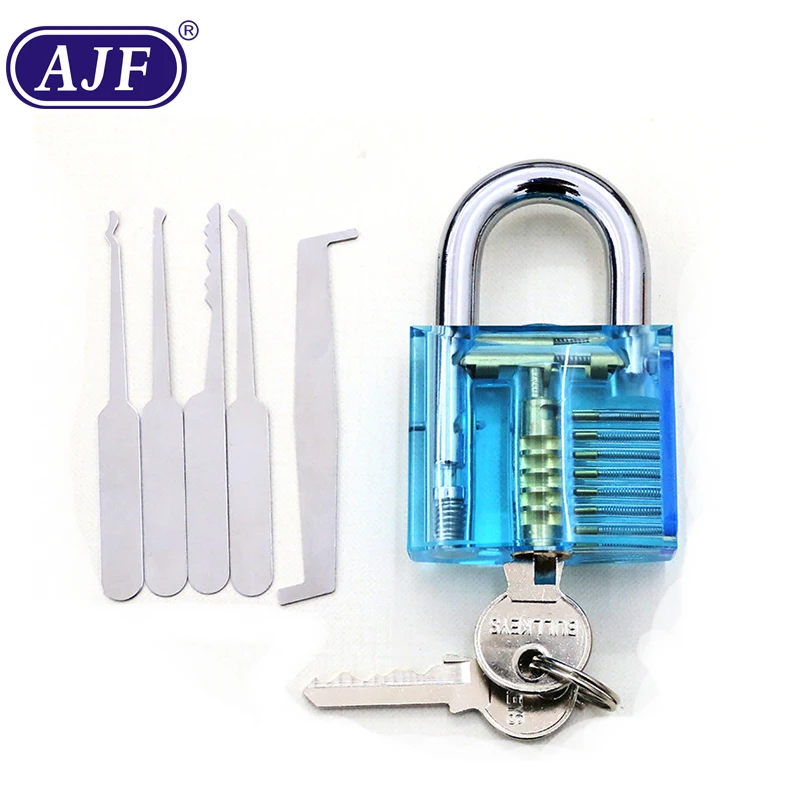 AJF Colorful Padlock Pick Visible Lock Transparent Cutaway Inside View plastic clear lock