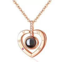 

Romantic Stainless steel 100 different languages I love you woman heart pendant necklace