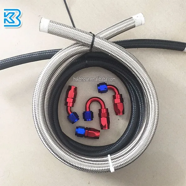 An8 8an An8 Sae J1532 Black Nylon Stainless Steel Braided Fuel Oil