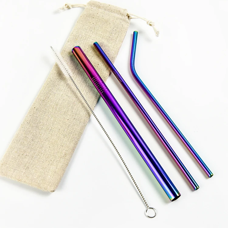 

Customized Colorful Stainless Steel Metal Straw Set In Stock