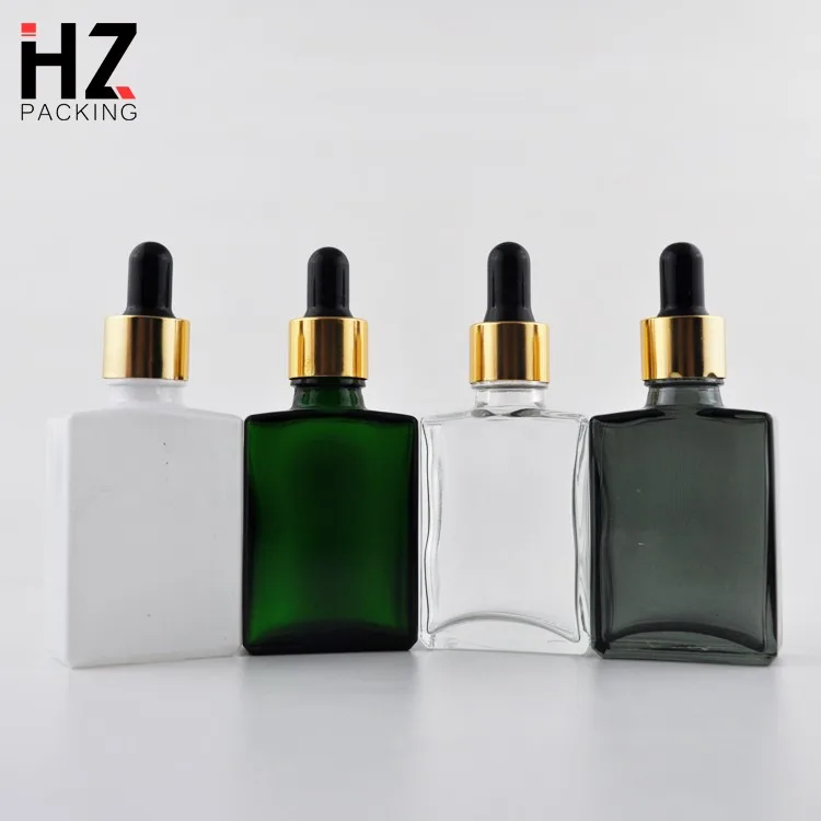 Empty Essential Oil Black Frosted 30ml Square Glass Dropper Bottle With