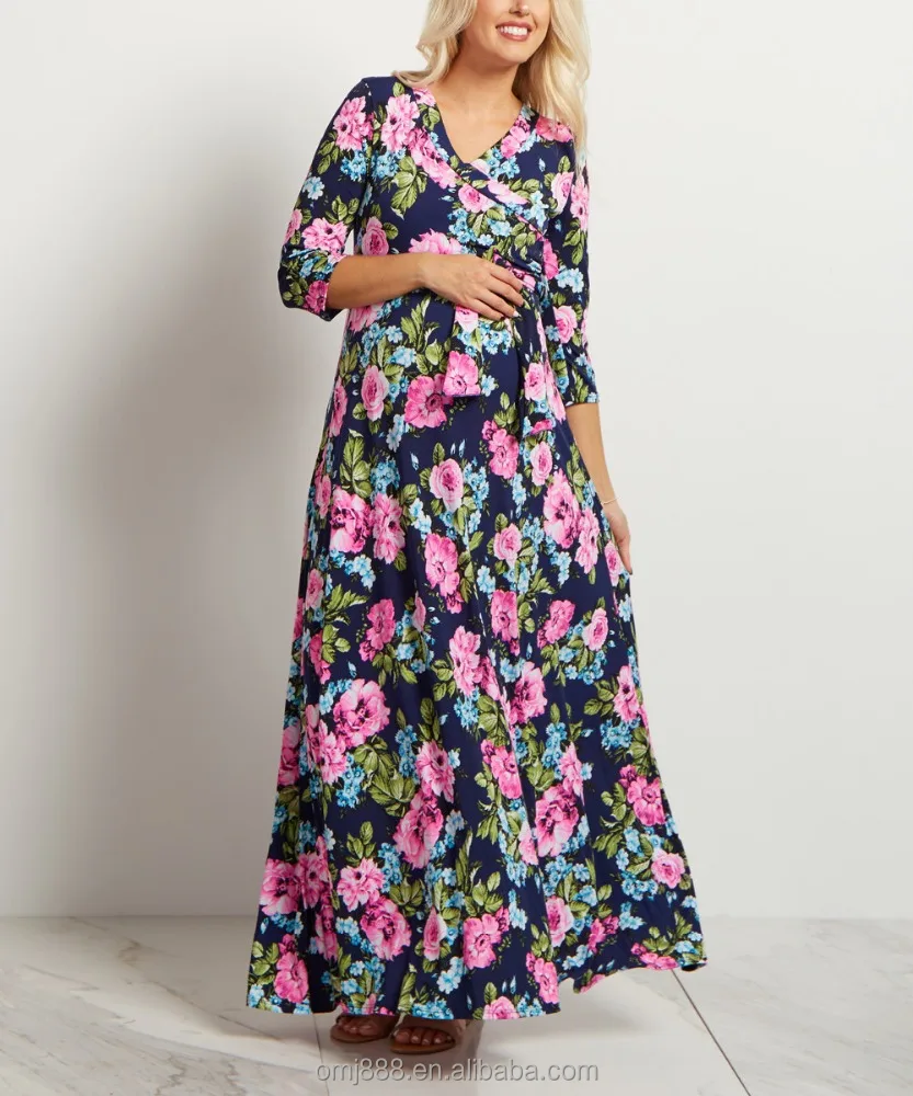 

plus size maternity clothes manufacturers nursing floral maxi dress, Picture showed and customized