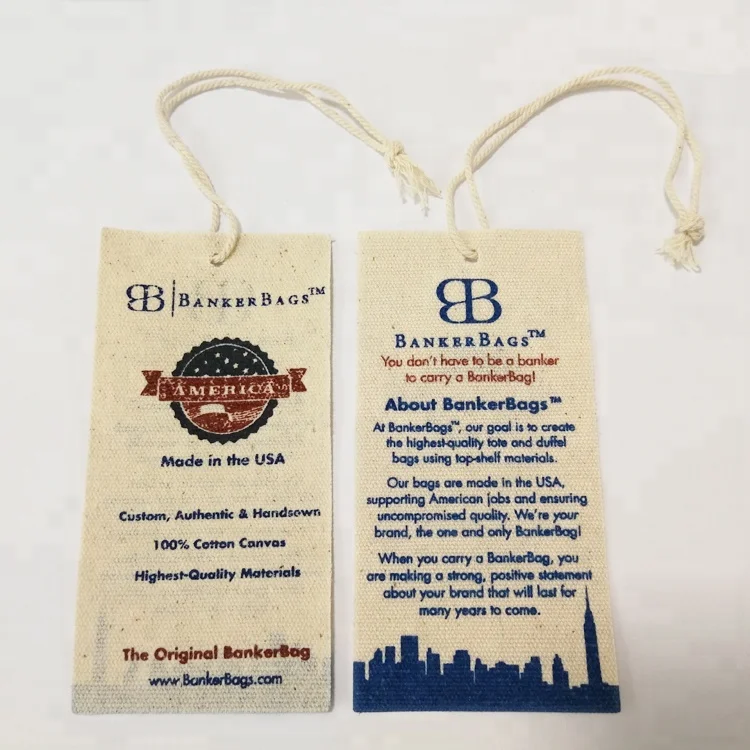 

Custom logo printed natural cotton canvas hang tags for clothing, Natural cotton color(off white)