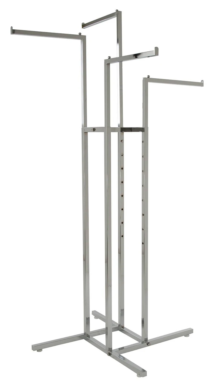 4 Way Garment Store Retail Arm Adjustable Metal Hanging Clothes Display