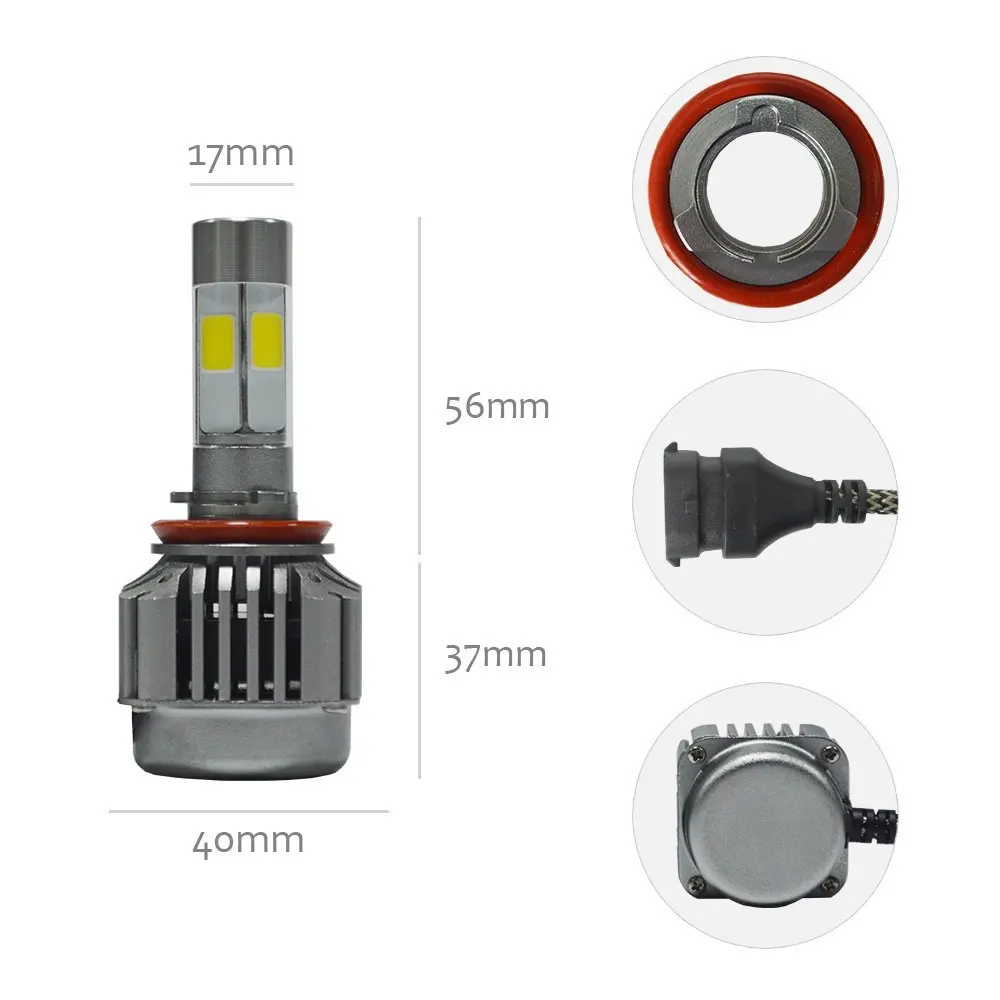 Car Led Headlight V8 40w 4000lm 6000k H7 V8 Led 9-32v Super White 6500k ...