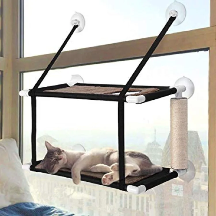 fastUU Double Stack Cat Window Perch Hammock Window-Mounted Cat Bed, Suction Cup Hanging Pet Bunk Bed