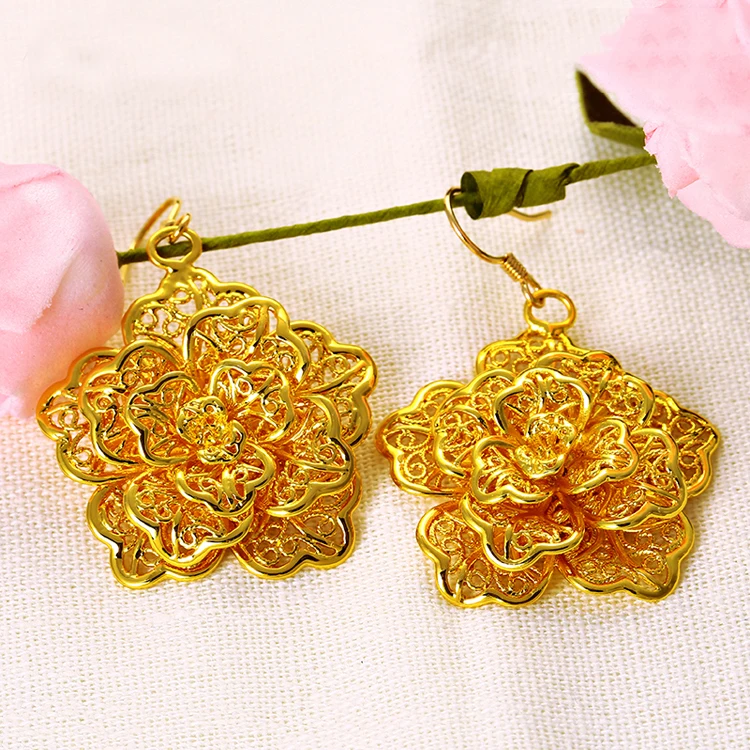 

xuping fashion jewelry luxury gold plated rose wedding jewelry set for women
