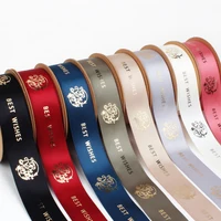 

Polyester Material Foil Gold Embroidered Satin Badge Ribbon