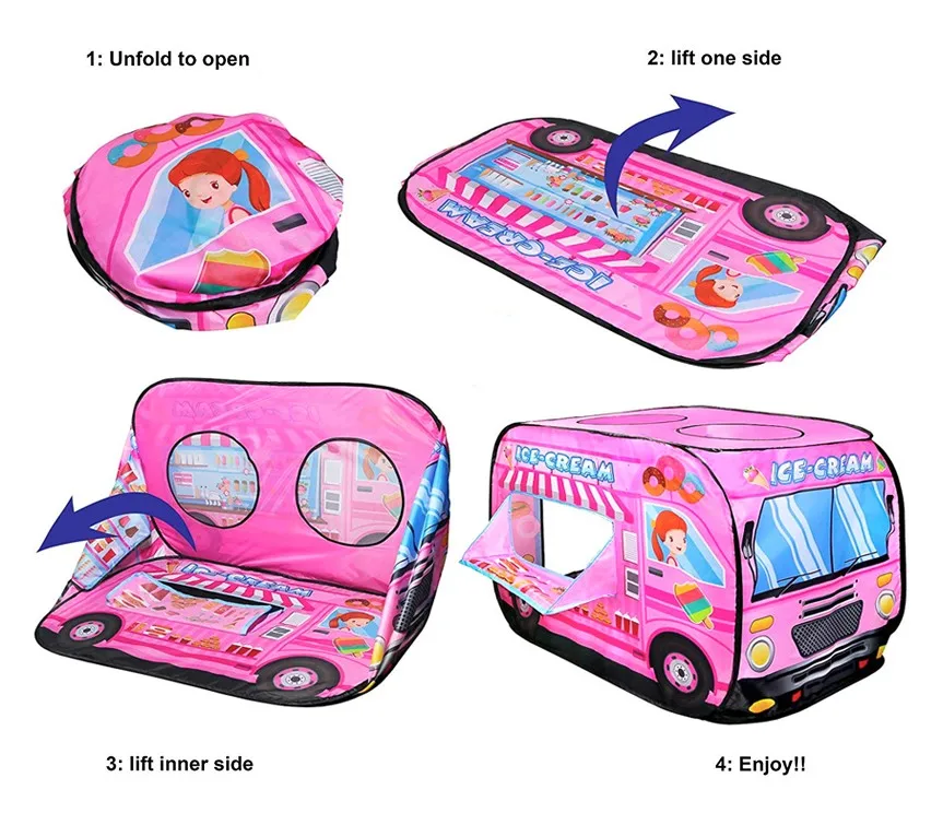 Ice Cream Truck Princess Pink Pop Up Play Tent Foldable Indoor/Outdoor Play... 