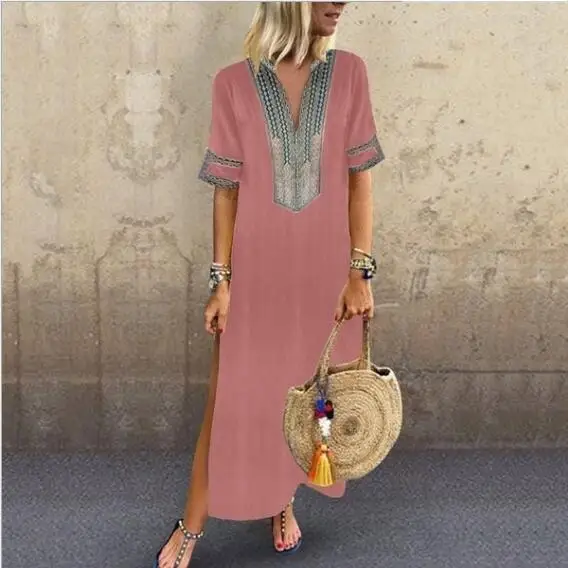 

Coldker New Womens Sleeveless Boho Party Casual Kaftan Maxi Dress Long Dresses S-XXXXXXL, As show