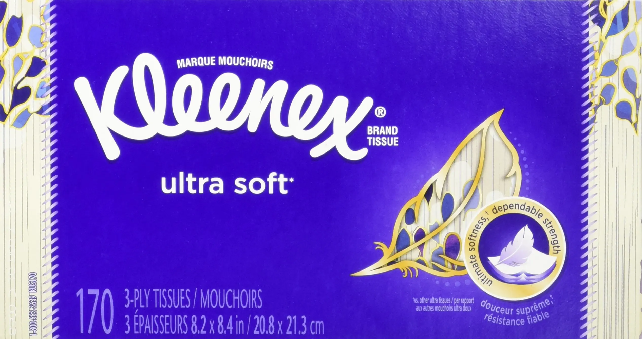Kleenex Ultra Soft Facial Tissues, Medium Count Flat, 170 ct, 6 Pack. Designs May Vary