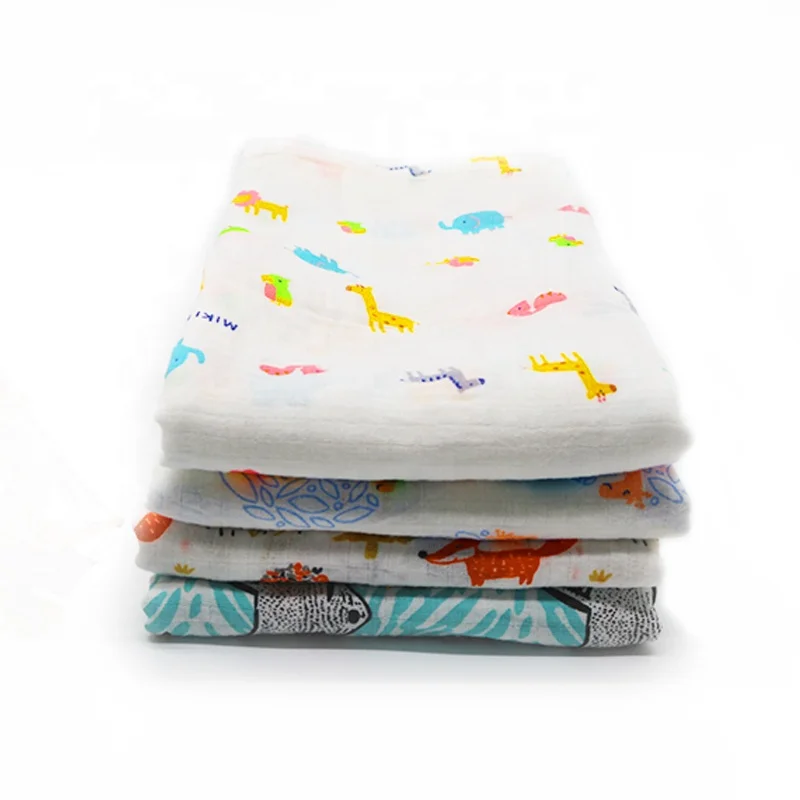 

Custom print 120x120cm 100% cotton muslin bamboo baby swaddle blanket, Multicolour