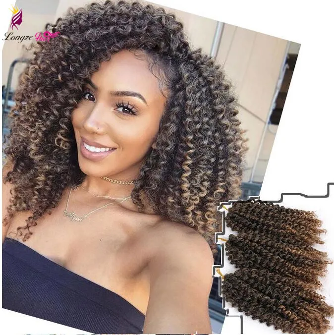 

8inch Kinky Curly Synthetic Braiding Hair Extension Ombre Braid Hair Crochet Braids 60 Strand/Pack afro kinky crochet, 1b #4 #27 #30 t27,t30,t350,tbug
