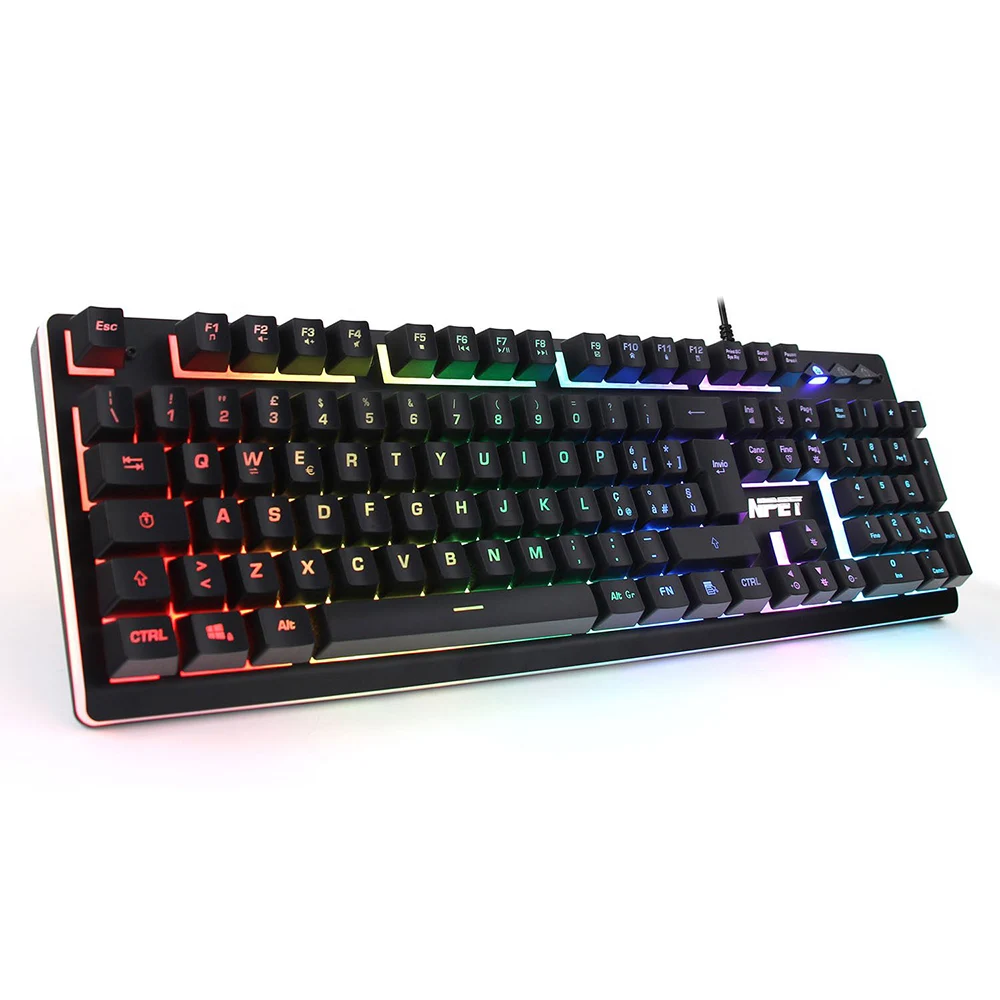 

IT STOCK NPET P010 RGB Gaming Keyboard, Wired Ergonomic Backlit Professional Membrane Keyboard- Italian layout, N/a