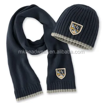 boys navy hat and scarf