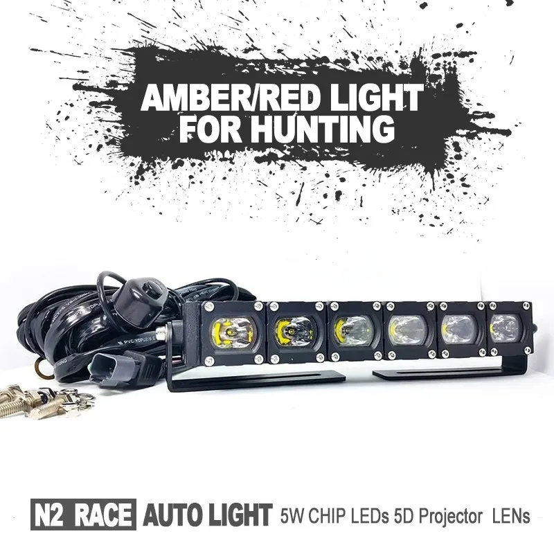 Auto Part LED Off Road Lighting Hunting Square 5D Lens Combo Amber Red White Lights Bar for ATV UTV Truck