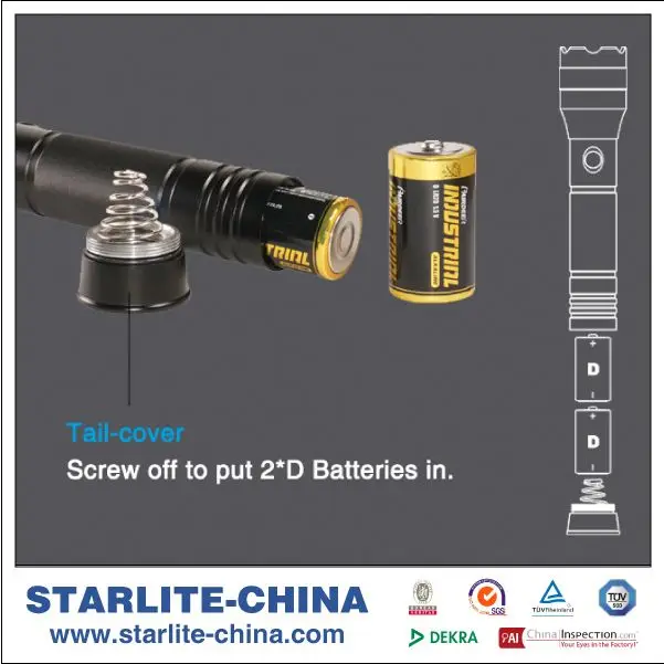 
STARLITE aluminum alloy high brightness T6 500LM self defence flashlight 