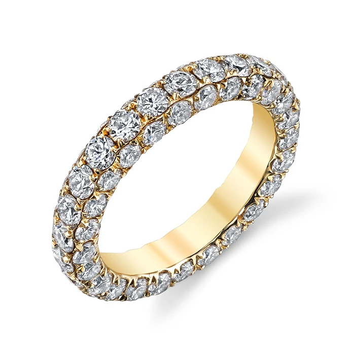 

Miss Jewelry Gold Plated 3 Sided Diamond Ring Eternity Band for Girls