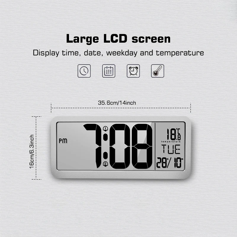 Elegant design large calendar digital electronic LCD display desk table clock for hotel room