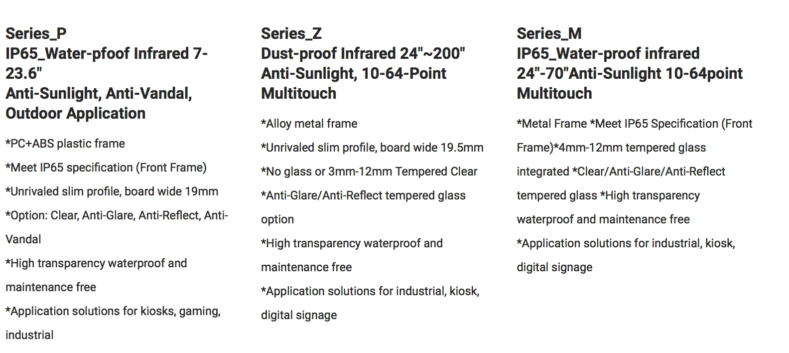ir touch sensor frame