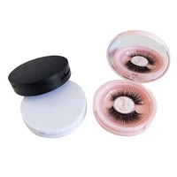 

Gracebeauty Private Label Round Eyelash Packaging With Mirror Lash Storage Box