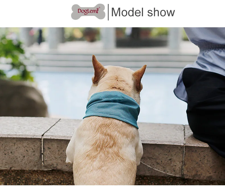 Doglemi Wholesale Summer Cooling Pet Scarf 3 Size Blue Dog Bandana