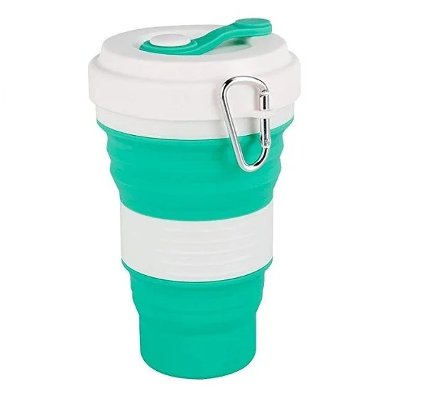 

Collapsible Silicone Rubber Folding Cup Silicone Foldable Cup Expandable Drinking Cup Set, Teal/ blue/orange/gray/green