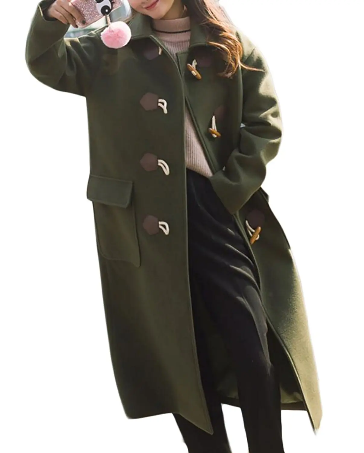 womens long duffle coat with hood