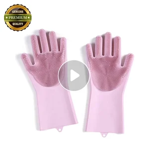 Image of Multipurpose Kitchen scrubber cleaning rubber brush for silicone scrubbing gloves