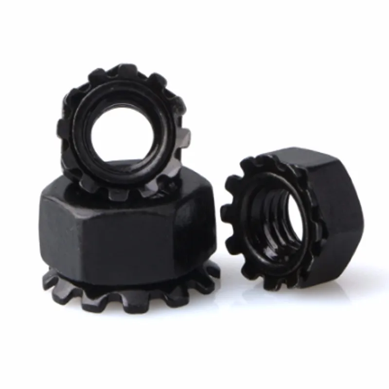 Grade 10.9 Black Zinc Plated Carbon Steel K Lock External Toothed Nut