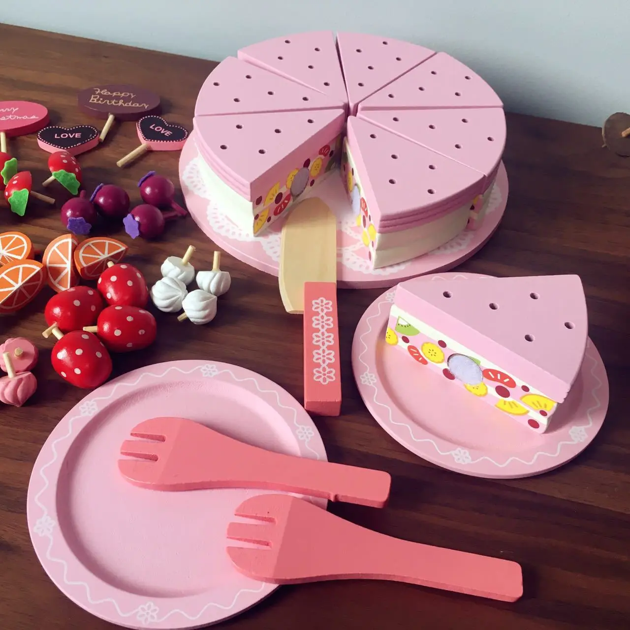 para cortar alimentos juguetes infantiles rosa rosa cumpleaños cocina Juego de 46 piezas de juguetes de plástico para niños para postre para frutas tartas juego de rollos de cocina 