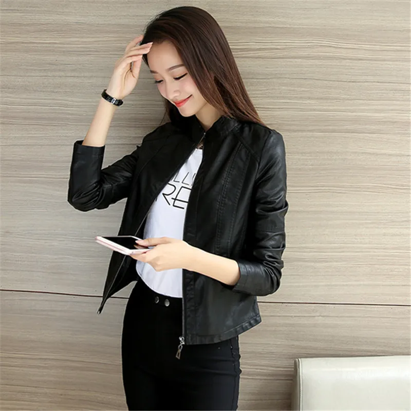 

2019 women clothing leather jackets for lady, Black