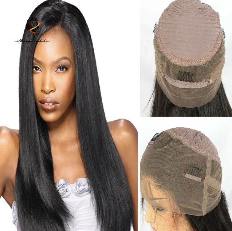 

360 lace frontal wig natural black color straight human hair wig