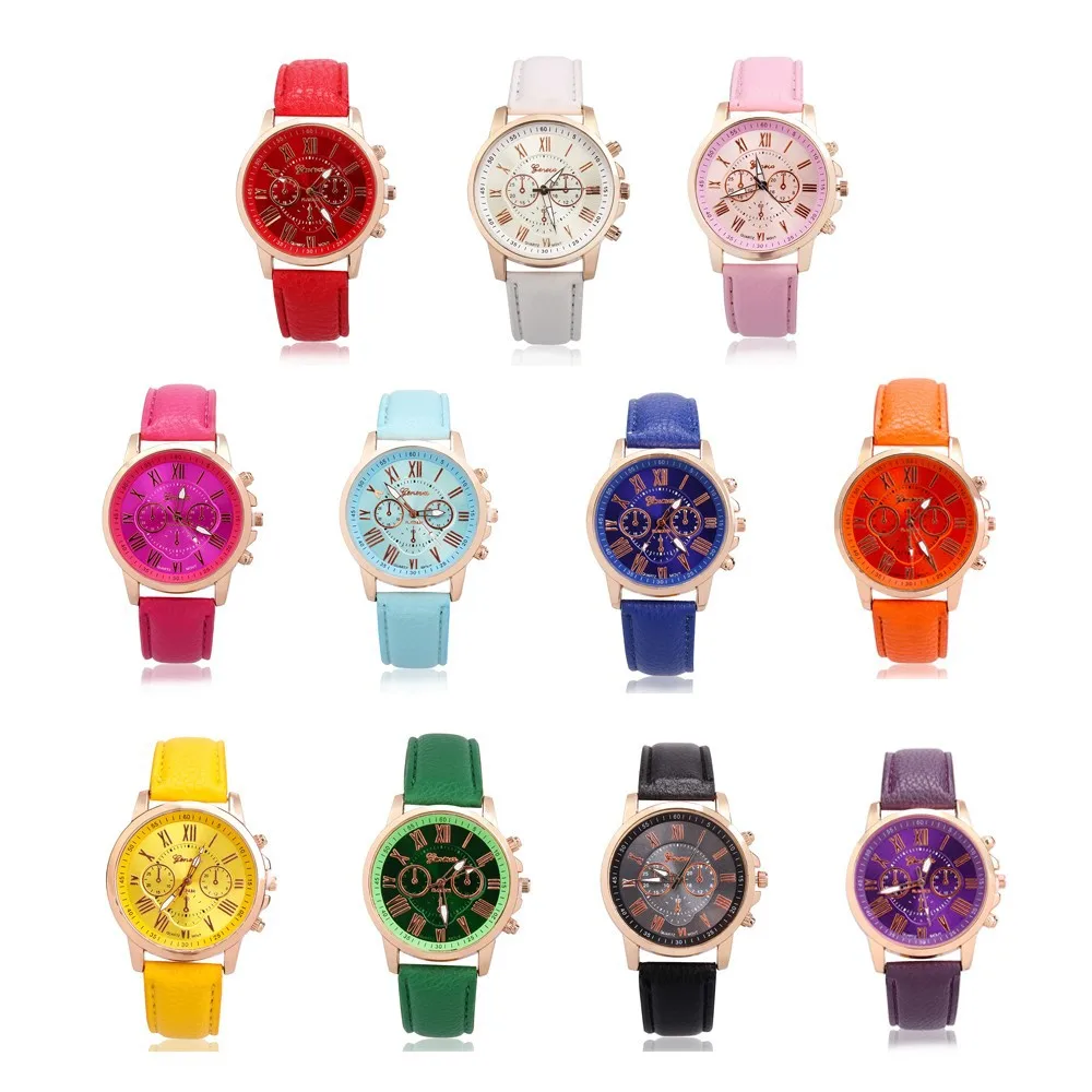 

2020 Hot Selling 3 Eyes luxury colorful good wholesale price China manufacture Geneva leather watches
