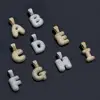 custom fashion hip hop gold cz diamond initial alphabet letter pendant necklace
