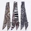 2019 Custom Designs Digital Leopard Print Imitated Silk Ponytail Skinny Neck Scarf For Woman