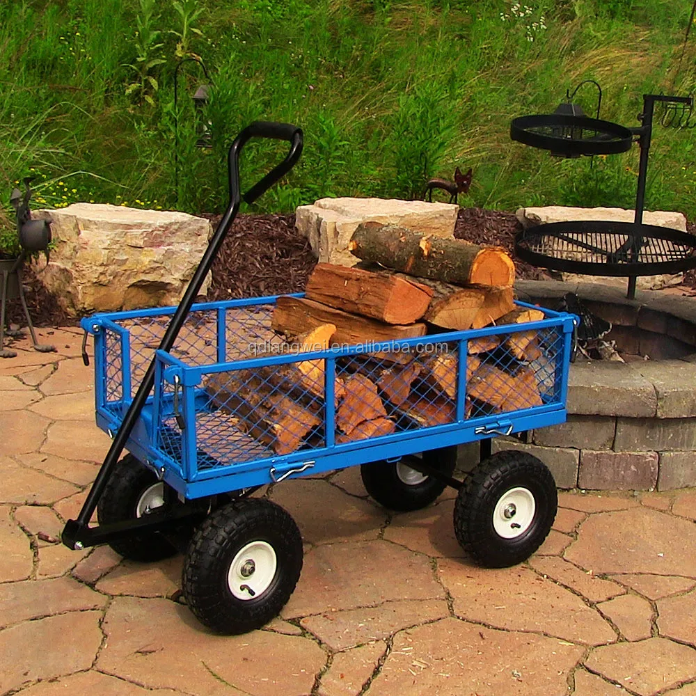 cart wagon steel mesh deck, garden carts with bicycle wheels