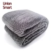 200-350GSM polyester solid coral fleece with pop corn blanket