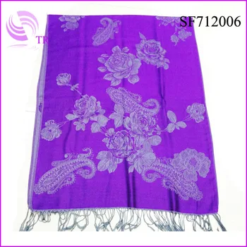 Purple Color Fashion Flower Scarf Shawl Wholesale Cotton