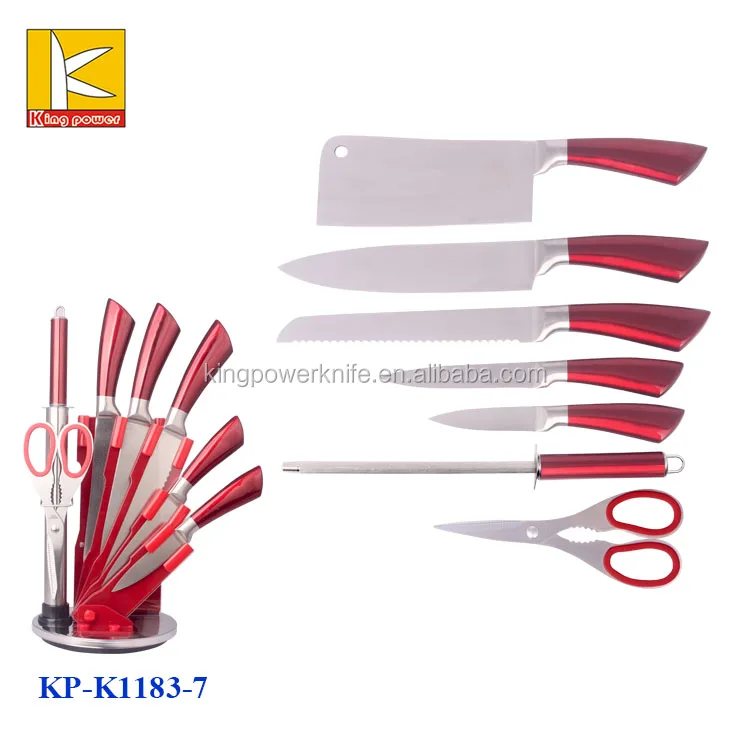 Bass Kitchen Knife Set Of 7 Piece - Red