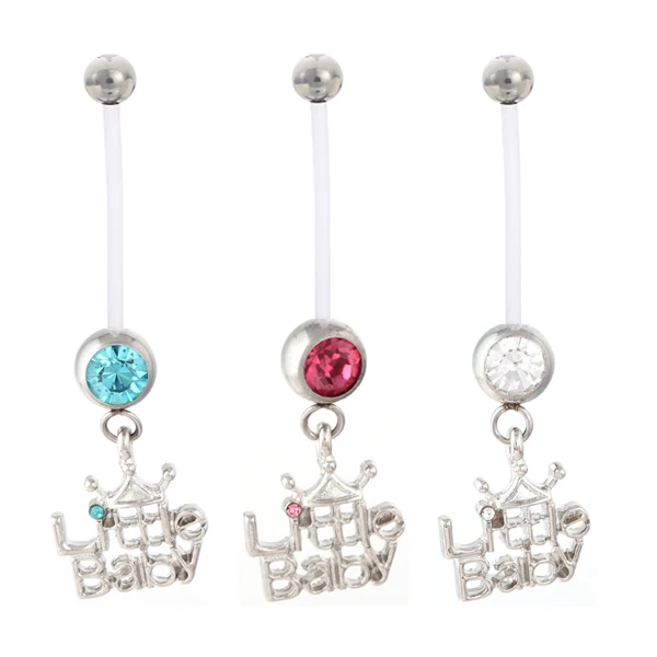 

Lovely crystal baby PTFE pregnant women navel ring dangling belly button ring body piercing jewelry