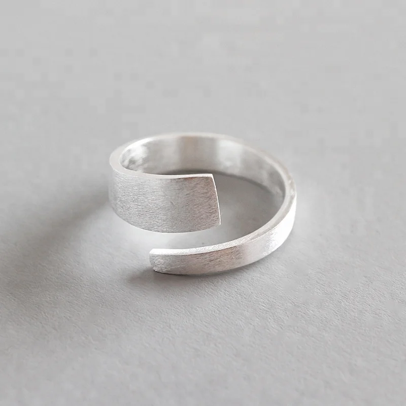 

925 Sterling Silver Brushed Matte Open Ring Retro Minimalist for Women