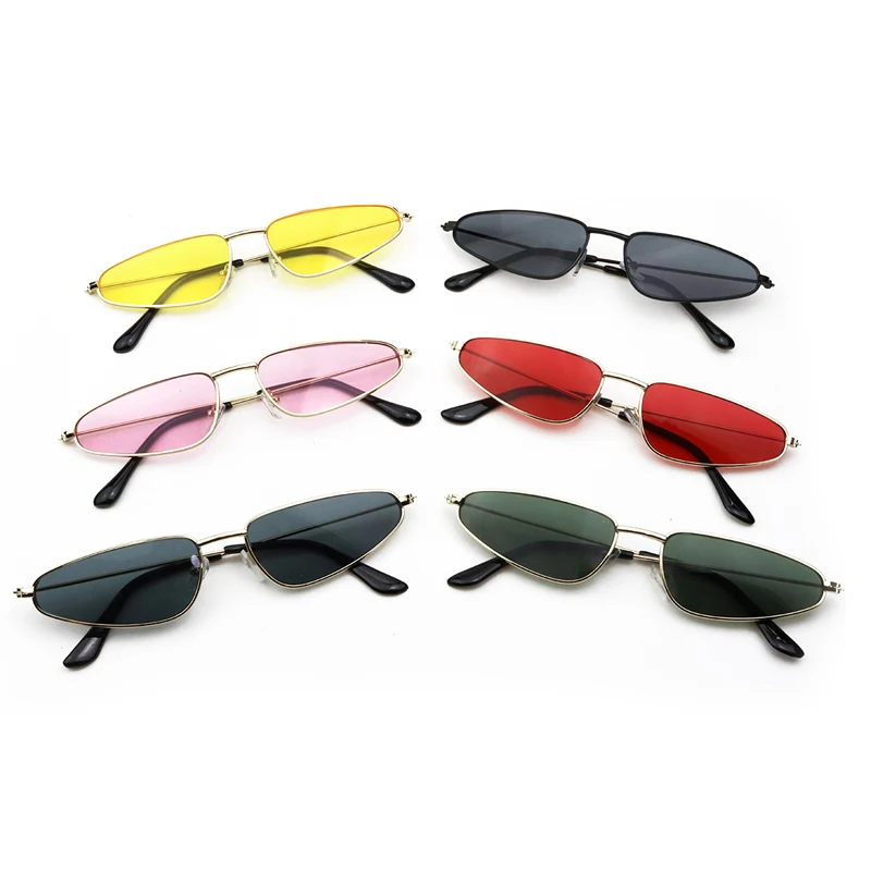 

China Custom Fashion Women Casual Metal Candy Color Small Triangle Cat Eye Sunglasses