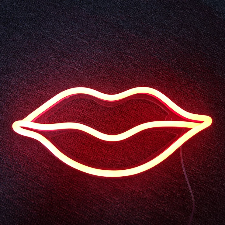 Indoor pink lip designs neon light custom led solar flexible opti neon rope sign light for rooms