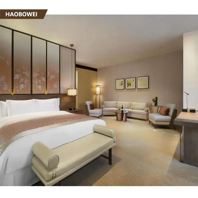 
European style mdf hotel bedroom foshan with night stand/ hotel bed base 